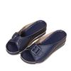 Women's Plus Size New Summer Sandals European American Casual Style Hollow-Out Buckle Wedge Heel Slippers