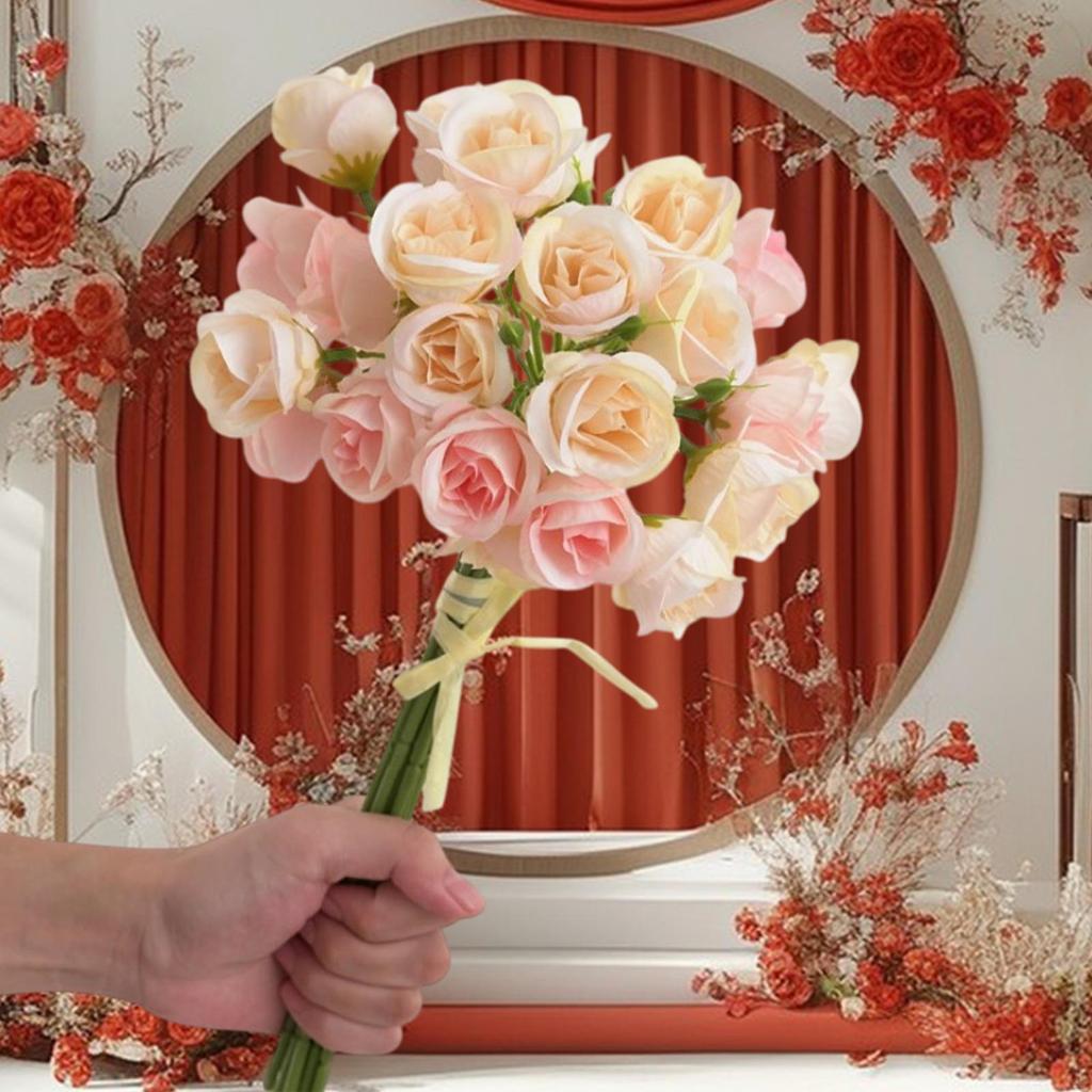 Rtificial Roses Bouquet 27 Heads 31cm Long Stem Rose Beautiful Elegant for Farmhouse Bathroom Home