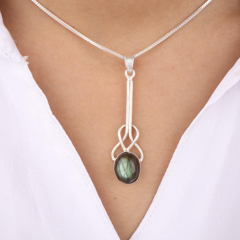 Labradorite Gemstone 925 Sterling Silver Jewelry Handmade Pendant For Birthday PP-60-27