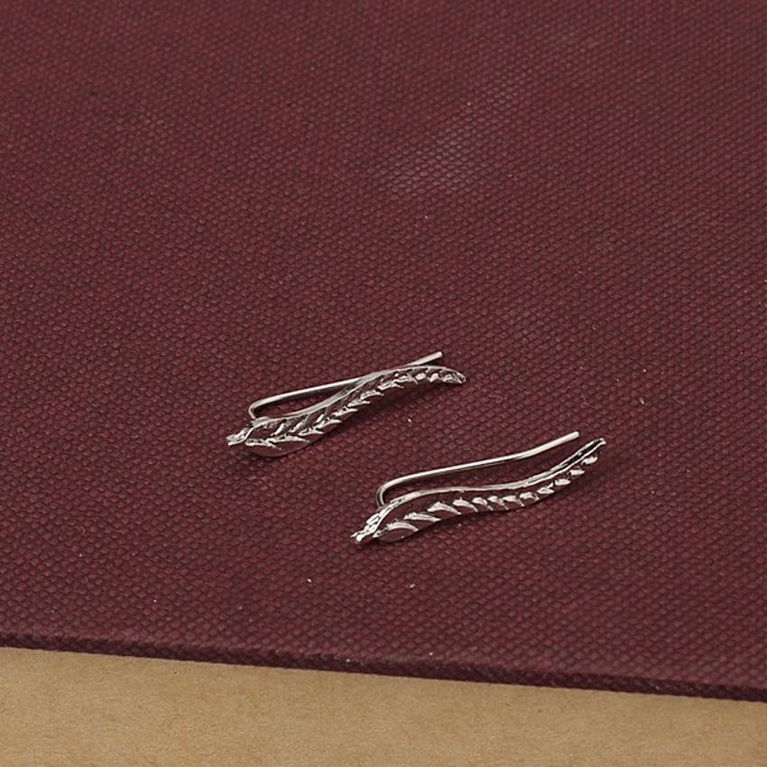 Милые серьги-пусеты в лесном стиле в виде миниатюрных ростков и каффы на эльфийские уши для женщин серебряный