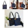 Denim Shoulder Bag Large Capacity Shopping Tote With Zipper For Daily Use