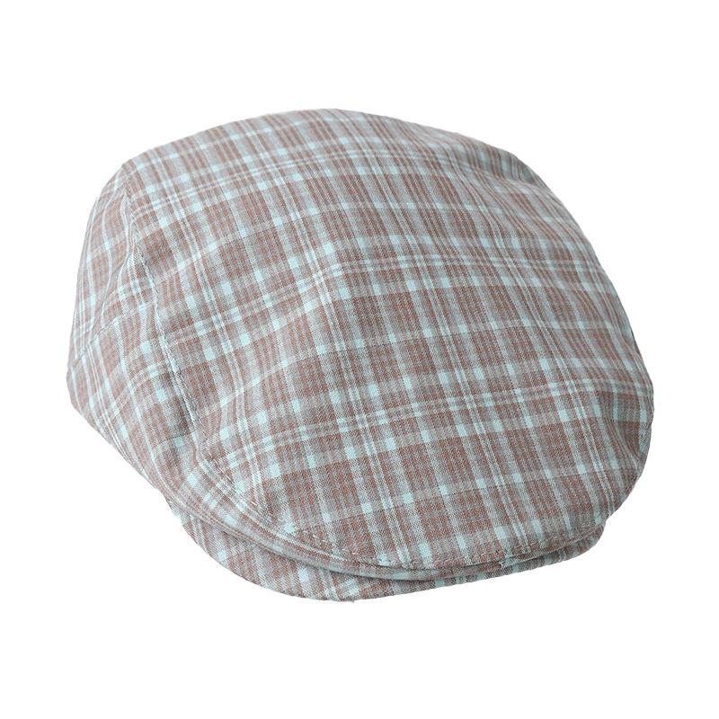 Japanese Retro Plaid Forward Hat Female Spring Summer Atmosphere Reverse Wearing Beret Show Face Small Newsboy Painter Hat