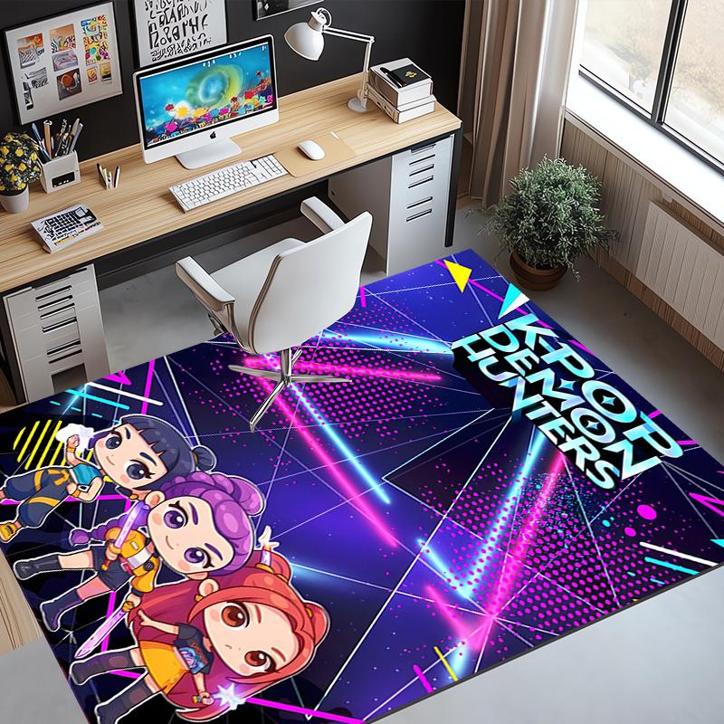 KPop Demon Hunters Pattern Rug, Indoor/Outdoor Mat, for Picnic, Gameroom, Bedroom, Office, Living Room, Home Decor Carpet, Birthday Gift