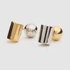 Orecchini Geometrici di Nicchia Premium in Metallo Oro e Argento, Orecchini a Bottone con Perno d'Argento, Orecchini Trendy Semplici con Pendente Anteriore e Posteriore
