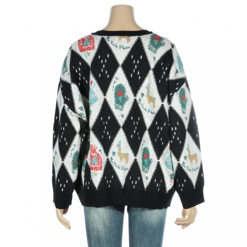  Benetton  Benetton Graphic Round Knit Bakpb6361 Bk