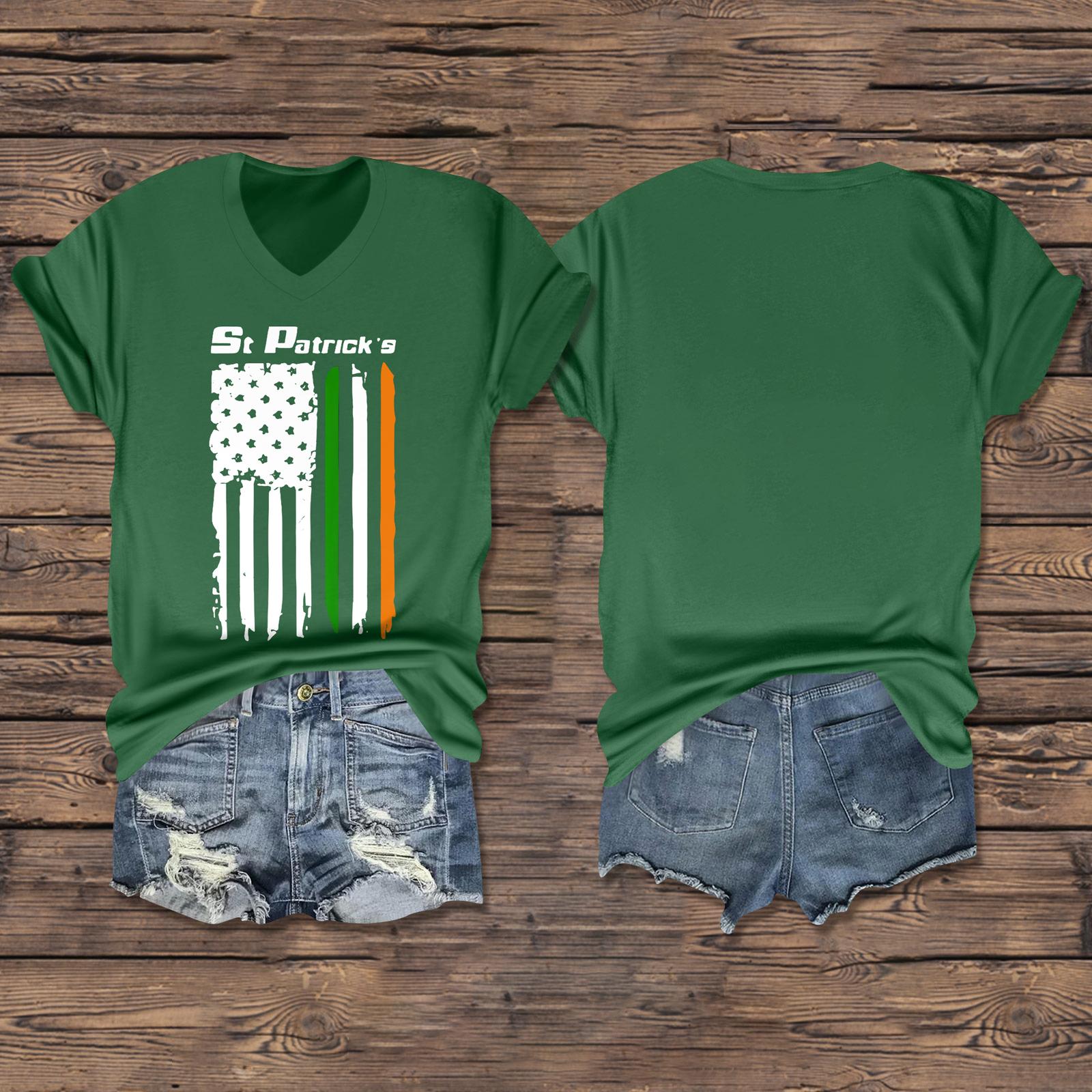 

Женская повседневная одежда St. Футболка с короткими рукавами и V-образным вырезом с принтом Патрика XXL