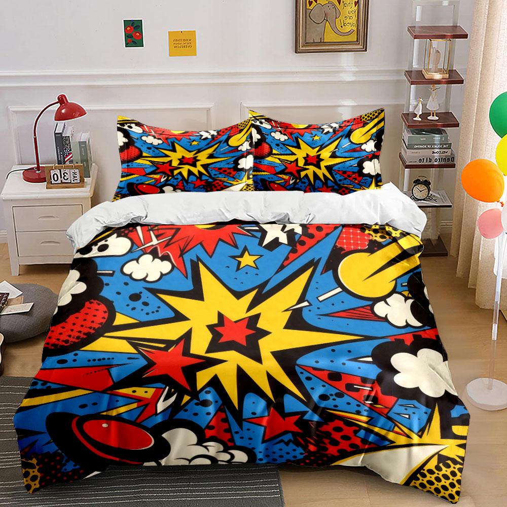 Abstract Pop Art Decor Set Bedding Set With 1 Duvet Cover 2 Pillowcases Single Double King Queen, Gift