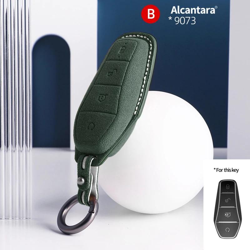 For BYD EA1 Han EV Qin Song Plus Dmi Yuan Plus Tang Atto 3 EV Car Key Case Accessories Styling Suede Leather Key Cover Keychain