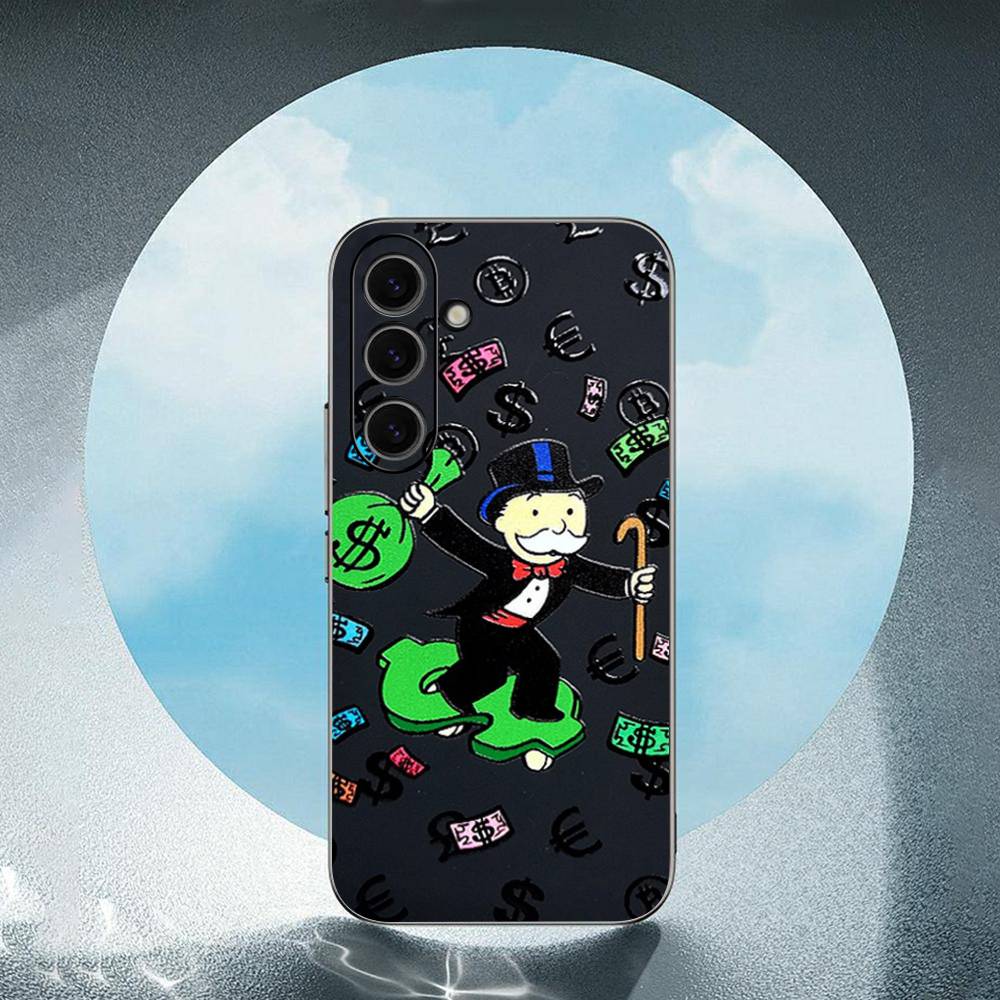 Cartoon Dollar Monopoly Luxury Black Phone Case For Samsung Galaxy S23 S24 S25 Ultra S22 Plus S21