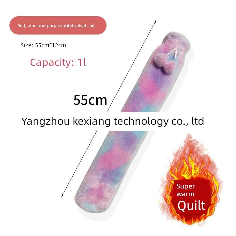 Plush Long Hot Water Bottle for School, Extended Length for Dormitory, Warm Bed, Water-Filled, Cute, Large Size, Extra Large Size