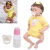 Douce Poupée Bébé Fille Nouveau-Né Poupée Reborn Bébé avec Robe Jaune 45cm