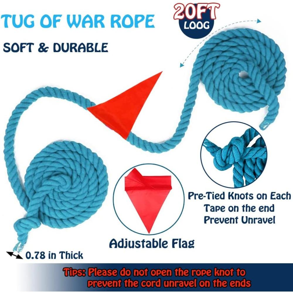 Tug of a War Rope for Kids Adults Tag o War Ropes with Flag for Outdoor Outside Carnival Lawn Field Team Building Game School