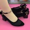 Shoes Versatile Dance Women's Shoes Summer Soft Sole Non-slip Mesh Hollowed Thick Heel Comfortable New Sandals Women