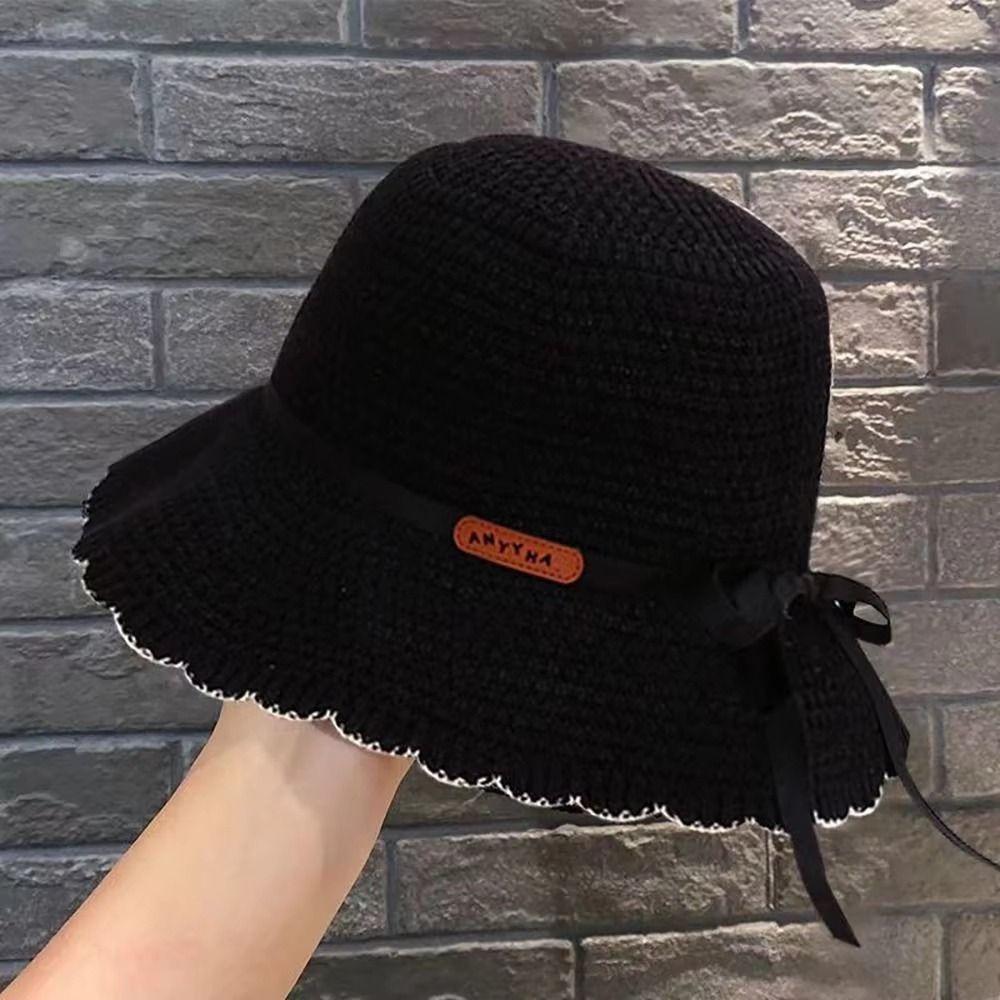 Breathable Crochet Bucket Hat UV Protection Summer Sunshade Visors Knit Fisherman Hat  Outdoor