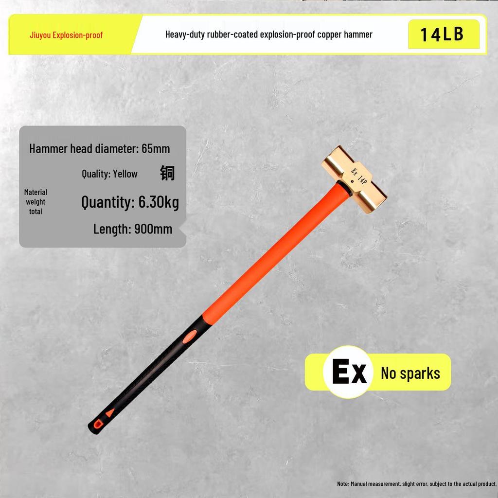 Explosion-Proof Non-Sparking Brass Sledgehammer - Octagonal Copper Alloy, 2lb, 4lb, 8lb Options