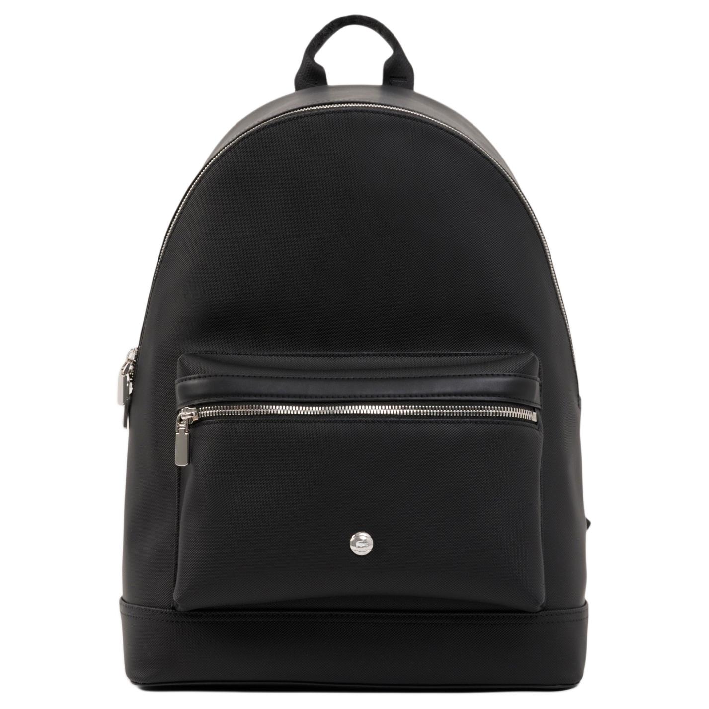 Lacoste Langon Petit Piqué Solid Color Versatile Fashion Simple Backpack Men backpack Black NH5277HW-000 Black