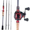 Kombinace rybářského prutu a navijáku 1,8 m/2,1 n Baitcasting Rybářský prut s 17+1 BB baitcasting navijákem pro cestovní rybaření