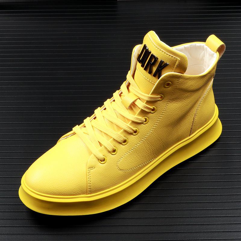 Men's 2024 Trendy High-Top Martin Boots: White Korean Style Casual Denim & Mid-Top Leather Short Boots.