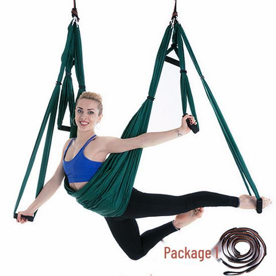 Aerial Yoga Hammock with Daisy Chain Extension Strap, Non-Elastic Indoor Set