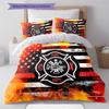 Firefighter Pattern Bedding Quilt Set Quilt Cover Pillowcase Home Decoration Gift (1 * duvet cover + 2 * pillowcase, without core)
