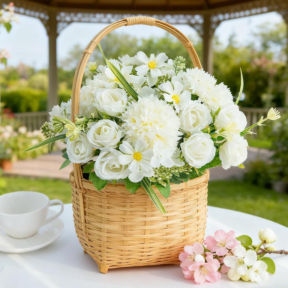 1PC Artificial Flowers Silk Roses Wedding Wreath Home Room Festival Decor Bridal Bouquets Outdoor Courtyard Garden DIY Gifts Box