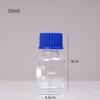 Blue Cap GL45 Threaded Glass Reagent Bottle - Transparent, Brown, Round with Scale, Sealed Sampling Lab Bottle