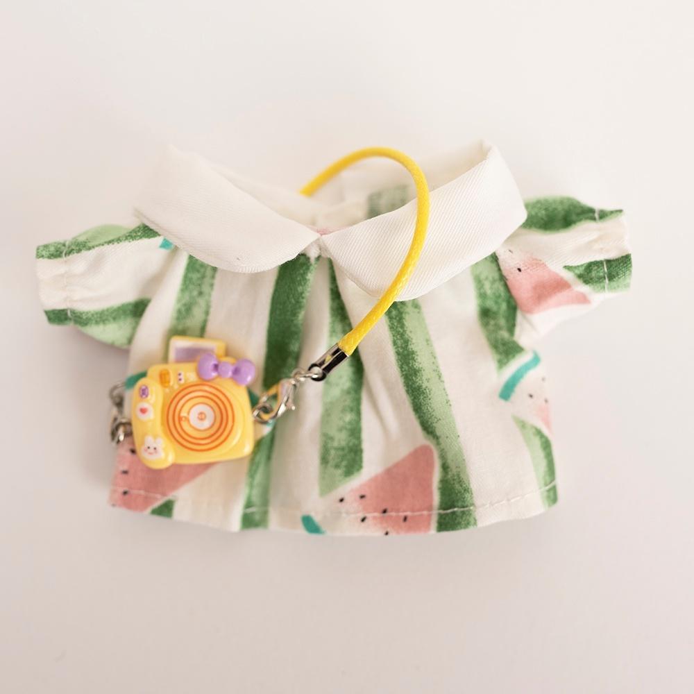 17cm Labubu Baby-Mantel Bunte Kaugummi-Karo Latzhose Labubu Puppe Plüschtier Puppen-Kostüm Baby-Mantel