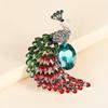 Retro Red Rhinestone Peacock Brooch Pins For Women Brooches Jewelry Accessories