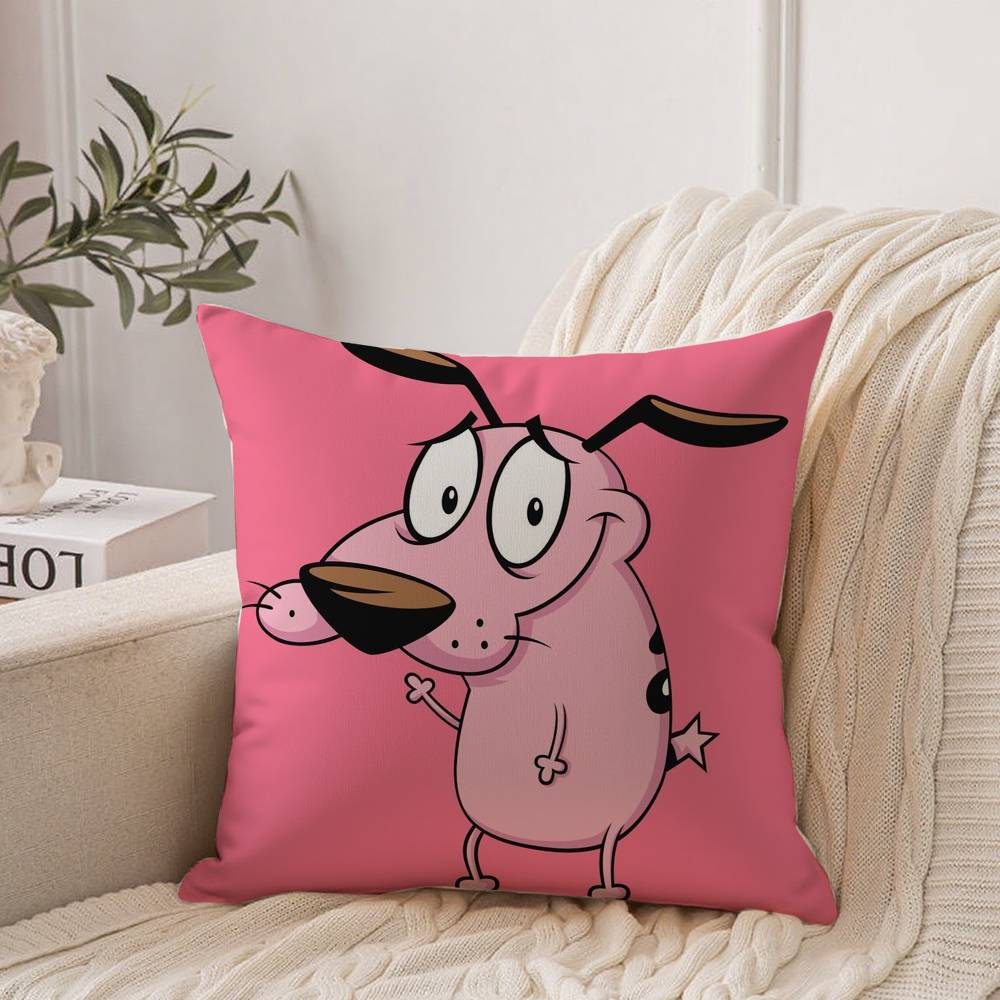 

C-Courages Hot The Cartoon C-Cowardlys Dog Pillow Case Home Decor Throw For Sofa Bed Car Room Decor Gift Idea 12x12Inch