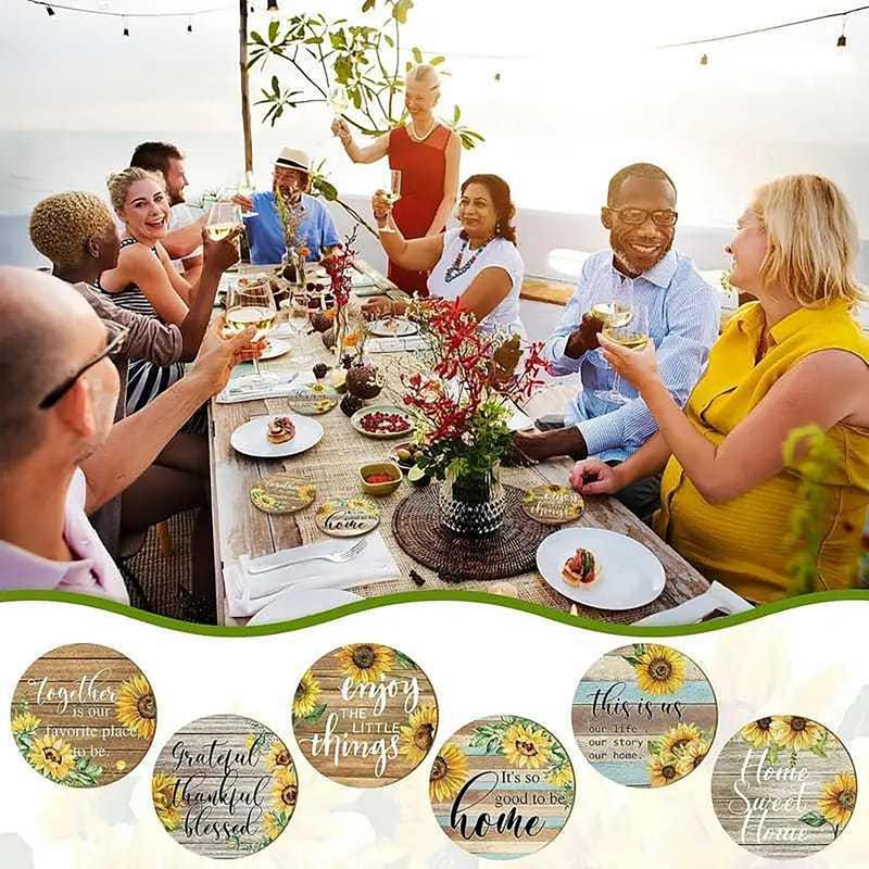 

Wooden Coaster Rustic Set Of 6 Wood Coaster Crafts Kit Stained Painting Wood Handmade Home Table Decorations Decorative Non-Slip United States