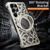 For Samsung Galaxy S25 Ultra Case Alloy Metal Borderless Back Cover with Magnetic Kickstand