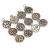 12Pcs Constellations Pendant Stainless Steel Round Shape Decoration DIY Jewelry Supplies
