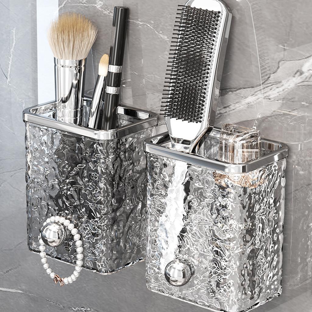 Stylish Glaciers Hanging Organizer for Toothbrush and Toothpaste Space Saving Box Self Adhesive Razors Storage Rack