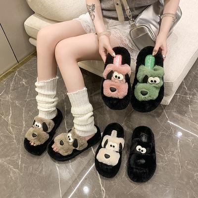 Internet Celebrity Thick Bottom Fluffy Slippers Women Wear 2025 Autumn and Winter New Cute Cartoon Fluffy Lazy Home Cotton Drag