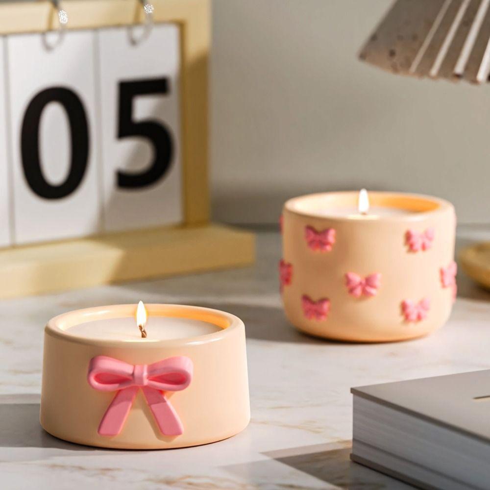 Bow Pattern Candle Cup Mold Non-Stick Candlestick Mold Portable Storage Jar Mould  Candle Making
