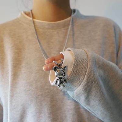 Titanium Steel Cute Movable Doll Robot Pendant Necklace For Men And Women Hip Hop Unisex Cool Boys Sweater Chain Jewelry