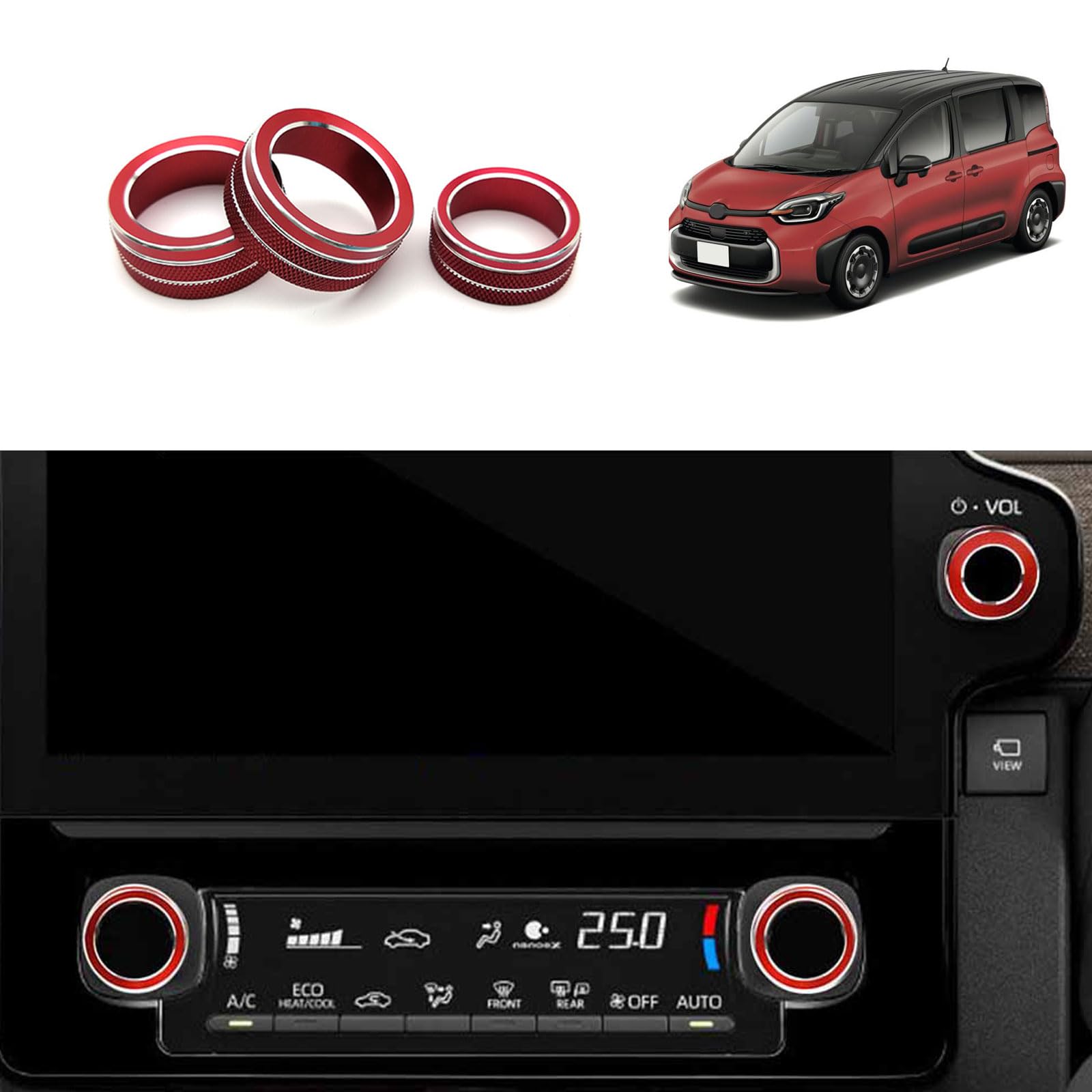 

TUBAIZAI Toyota New Sienta Sienta 10 Series Air Conditioner Dial Ring Air Conditioner Switch 10.5 inches красный