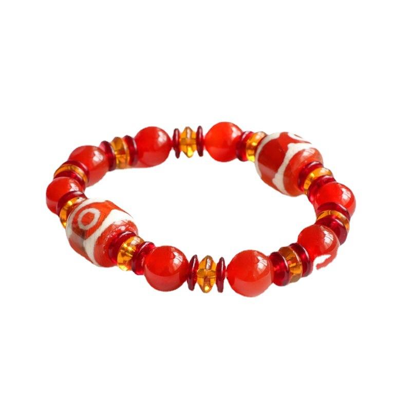 2026 Three Eyes Tibet Beads Bracelet Jewelry Red Agate Live Delivery Chinese Style S1122561