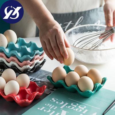 Nordic 6 griglie portauova in ceramica antiscivolo scatola per uova frigorifero conservato vassoio di stoccaggio