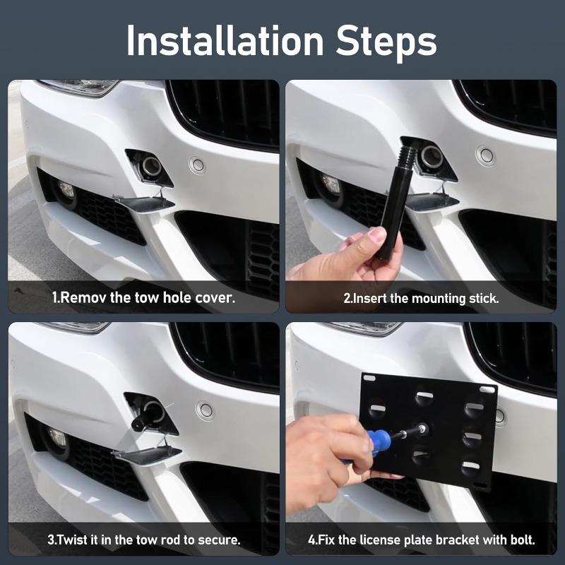 Support de fixation de plaque d'immatriculation pour crochet de remorquage de pare-chocs avant pour BMW Séries 1, 3, 5 (E39, E46, E70, E71, E90, E91,