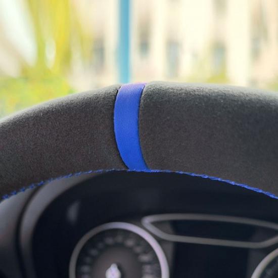 Suede Blue-strip Steering Wheel Cover For BMW X5 F15 2013 2014 2015 2016 2017