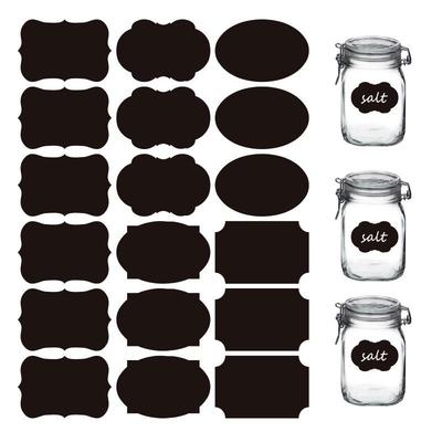 Tuoke Wasserdichte Abwischbare Selbstklebende Schwarze Mattierte PVC Flaschenetiketten mit Stift.