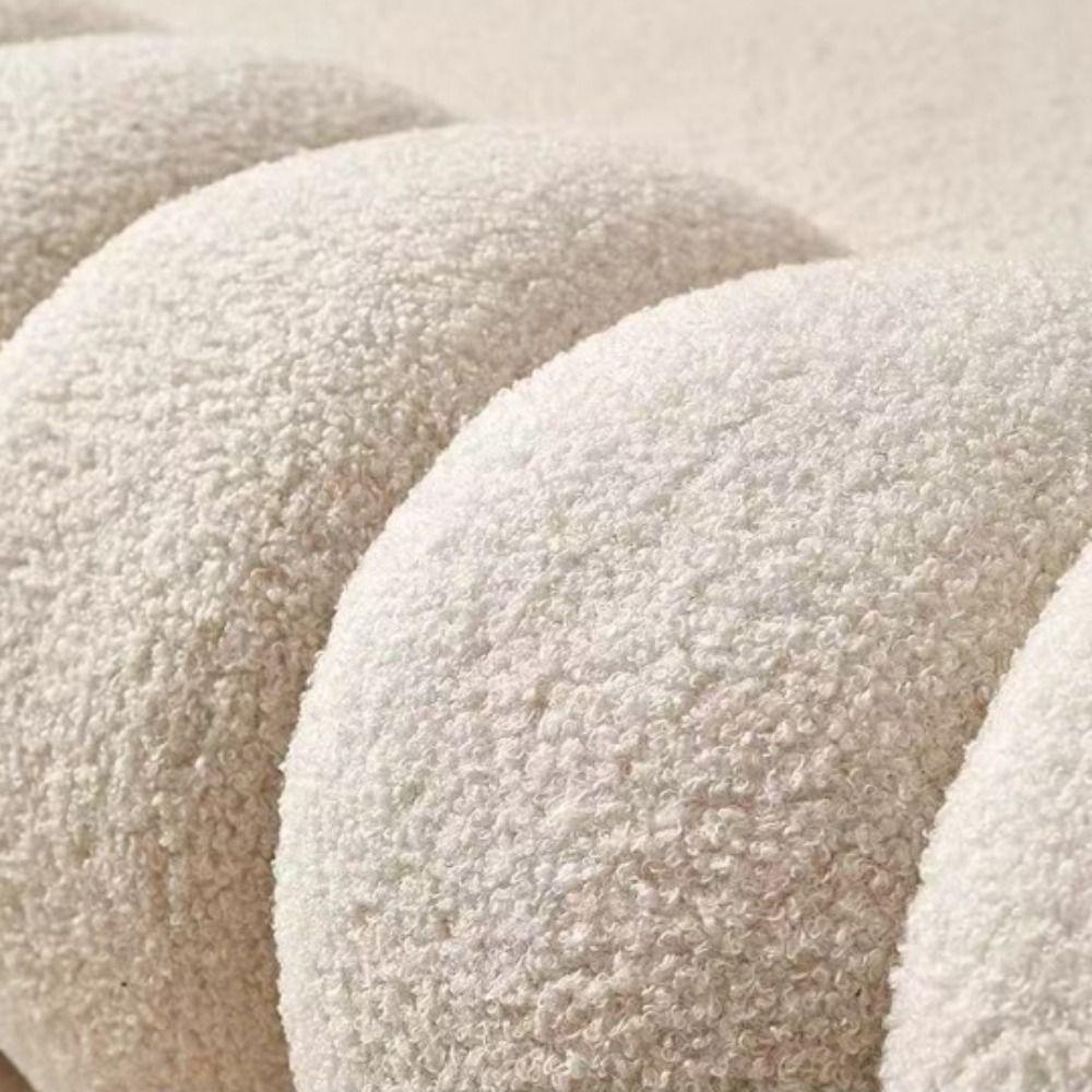Modern Cream Style Low Stool Home Furniture Shoes-changing Round Stool Lamb Velvet Living Room Footstool Home