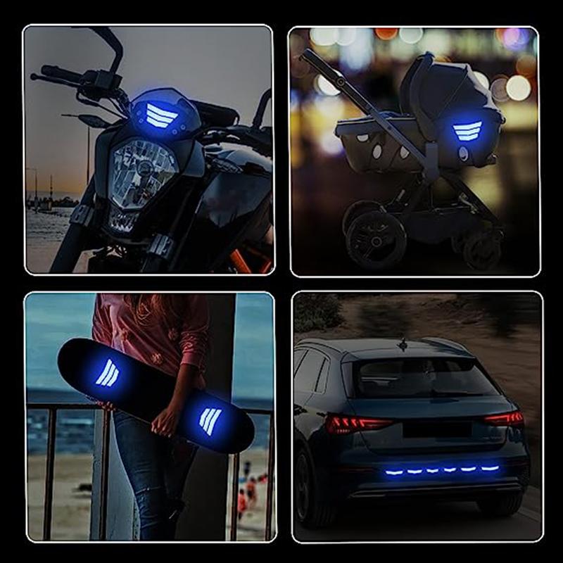 6 Stück Motorrad Aufkleber Reflektierende Decals Racing Sicherheits Warnaufkleber Kotflügel Stoßstange Aufkleber Weiß Reflektierendes Motorrad Band