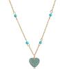 Youthway Natural Stone Blue Turquoise Heart Pendant Necklace Versatile Stainless Steel Waterproof Fashion Jewelry Autumn Style