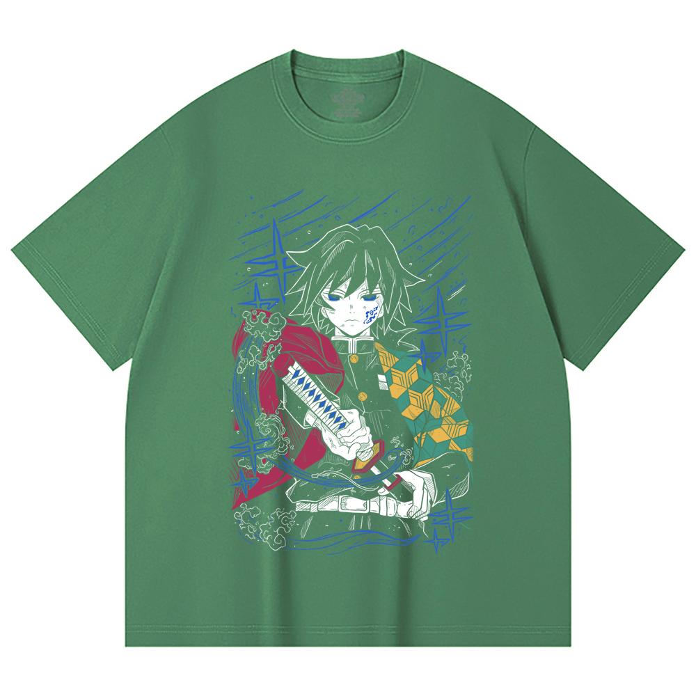230 Gsm 100% Cotton Demon Slayer V47 Tomioka Print Unisex Heavy Cotton T Shirt
