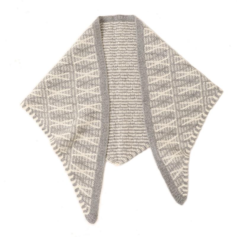 2025 Knitted Cashmere Triangle Scarf - Two-Tone Striped Neck Gaiter for Autumn and Winter