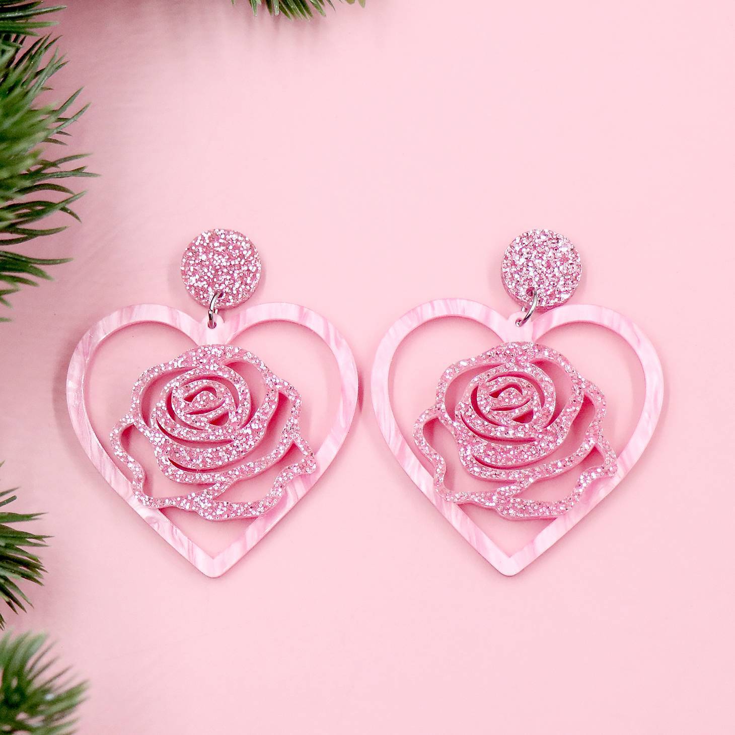 Модные многослойные серьги-розы для женщин розовый