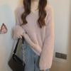 Women's V-Neck Imitation Mink Fleece Sweater - Thick, Warm, Knitted Long-Sleeved Top for Autumn and Winter