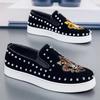 New Men Leather Casual Shoes Fashion Rivet Flat Leisure Shoes Young Man Cool Slip-on Loafers